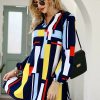 Geo Print Notch Neck Shirt Dress - Image 2