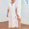 Striped Print Split Thigh Dress