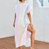 Striped Print Split Thigh Dress - Image 3