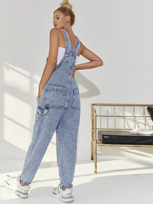 Slant Pocket Denim Overalls Without Tube - Image 3