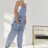 Slant Pocket Denim Overalls Without Tube - Image 2