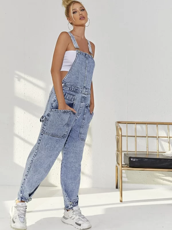 Slant Pocket Denim Overalls Without Tube - Image 2