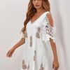 EMERY ROSE Scallop Trim Contrast Lace Pineapple Dress