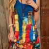 Painting Scoop Neck Tunic Dress