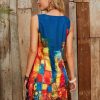 Painting Scoop Neck Tunic Dress - Image 3