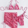 3pack Allover Print Triangle Bikini Swimsuit & Beach Skir - Image 3