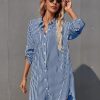 Striped Roll Up Sleeve Shirt Dress - Image 2