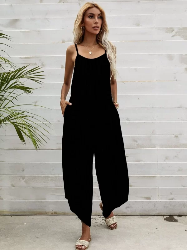 Striped Print Asymmetrical Hem Cami Jumpsuit
