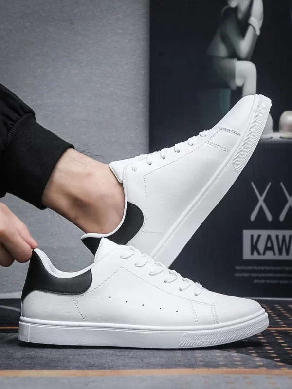 Colorblock Lace-Up Front Sneakers Minimalist Skate Shoes - Image 2