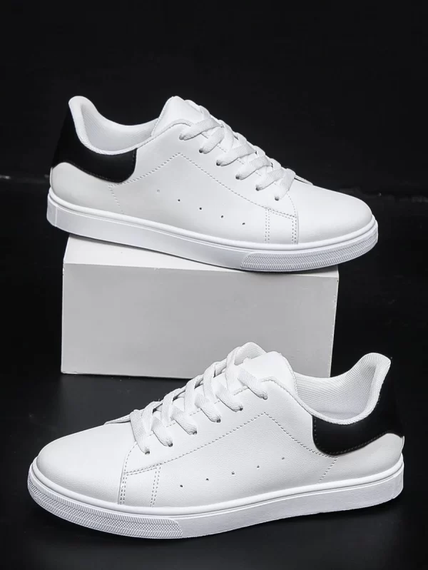Colorblock Lace-Up Front Sneakers Minimalist Skate Shoes - Image 3