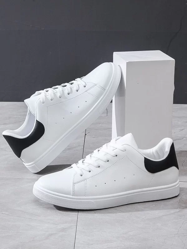 Colorblock Lace-Up Front Sneakers Minimalist Skate Shoes