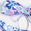 Floral Print Tie Front Bandeau Bikini Swimsuit - Image 2