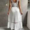 Guipure Lace Insert Ruffle Hem Dress - Image 3