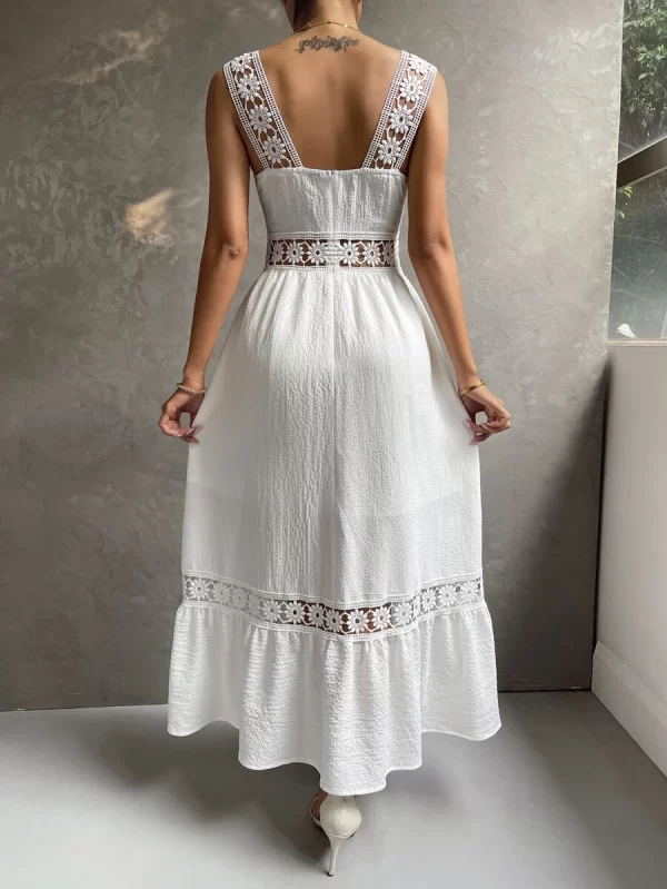 Guipure Lace Insert Ruffle Hem Dress - Image 3