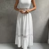 Guipure Lace Insert Ruffle Hem Dress - Image 2