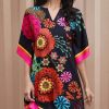 EMERY ROSE Mandala Print Notch Neck Tunic Dress