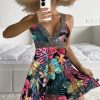 Tropical Print Stitch Detail Swim Dress With Beach Shorts