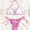 Floral Print Smocked Halter Triangle Bikini Swimsuit - Image 3