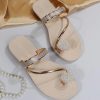 Gold Rhinestone Decor Toe Ring Thong Sandal - Image 2