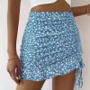 Ditsy Floral Ruched Detail Ruffle Hem Skirt