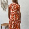 Allover Plant Print Notch Neck Ruffle Hem Dress - Image 3
