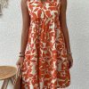 Allover Plant Print Notch Neck Ruffle Hem Dress - Image 2