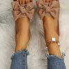 Litchi Embossed Bow Decor Slide Sandals - Image 2