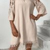Contrast Guipure Lace Cold Shoulder Dress - Image 2