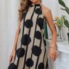 EMERY ROSE Striped & Polka Dot Print Tie Back Halter Dress