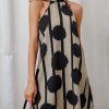 EMERY ROSE Striped & Polka Dot Print Tie Back Halter Dress - Image 2