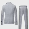 Plaid Lapel Collar Blazer & 1pc Suit Pants - Image 3