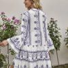 Geo Print Flounce Sleeve Smock Dress - Image 3
