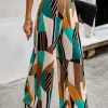 High Waist Geo Print Wide Leg Pants