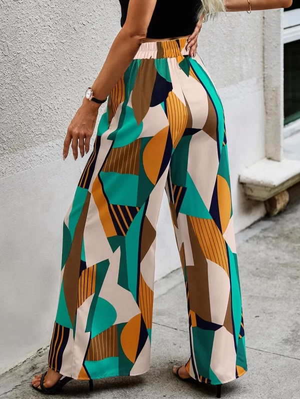 High Waist Geo Print Wide Leg Pants - Image 3