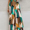High Waist Geo Print Wide Leg Pants - Image 2
