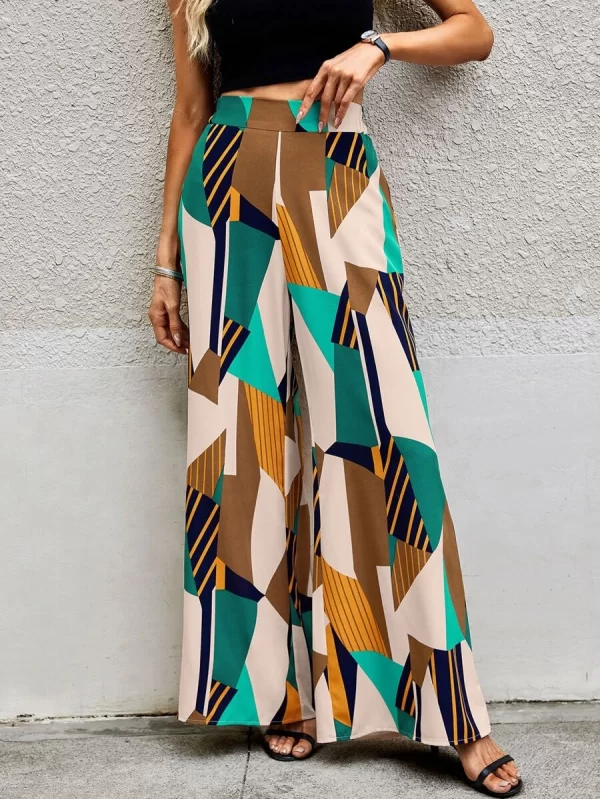 High Waist Geo Print Wide Leg Pants - Image 2
