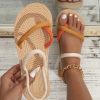 Women Color Block Faux Suede Thong Sandals