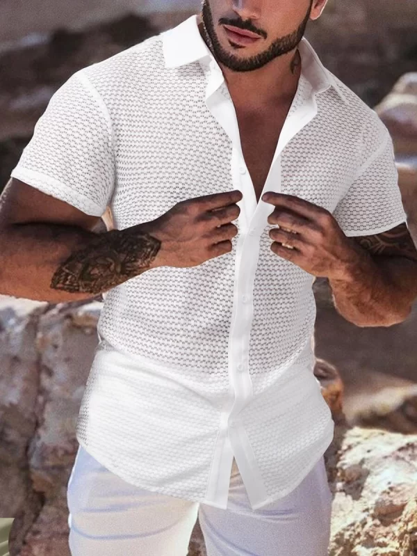 Hollow Out Button Front Shirt