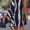Colorblock Asymmetrical Neck Batwing Sleeve Dress - Image 3
