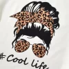 Girls Figure & Letter Graphic Tee & Leopard Print Shorts - Image 2
