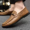 Stitched Decor Casual Loafers Round Toe Loafers Brown