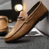 Stitched Decor Casual Loafers Round Toe Loafers Brown - Image 3