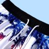 Men Tropical Print Drawstring Waist Swim Trunks - Image 3