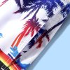 Men Tropical Print Drawstring Waist Swim Trunks - Image 2