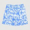 Men Tropical Print Drawstring Waist Swim Trunks