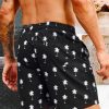 Men Coconut Tree Print 2 In 1 Drawstring Waist Swim Trunks - Image 2