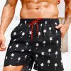 Men Coconut Tree Print 2 In 1 Drawstring Waist Swim Trunks - Image 3