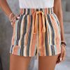 VCAY Striped Drawstring Waist Slant Pocket Shorts