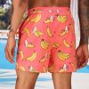 Men Banana Print 2 In 1 Drawstring Waist Swim Trunks - Image 2