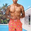 Men Banana Print 2 In 1 Drawstring Waist Swim Trunks - Image 3